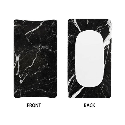 Black White Scratch Marble Print Changing Pad Cover