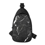 Black White Scratch Marble Print Chest Bag