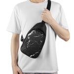 Black White Scratch Marble Print Chest Bag
