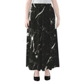 Black White Scratch Marble Print Chiffon Maxi Skirt