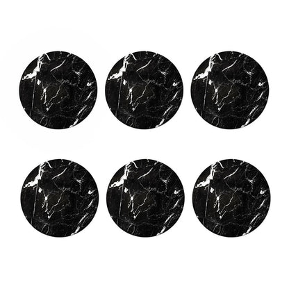 Black White Scratch Marble Print Coaster Set