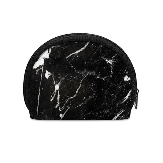 Black White Scratch Marble Print Coin Purse