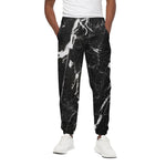 Black White Scratch Marble Print Cotton Pants