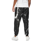 Black White Scratch Marble Print Cotton Pants