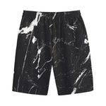 Black White Scratch Marble Print Cotton Shorts