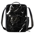 Black White Scratch Marble Print Crossbody Lunch Bag