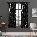 Black White Scratch Marble Print Curtain
