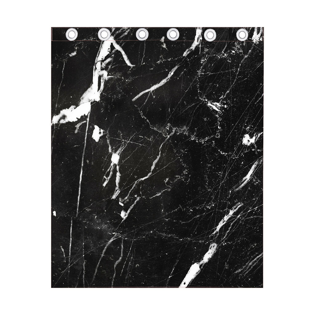 Black White Scratch Marble Print Curtain