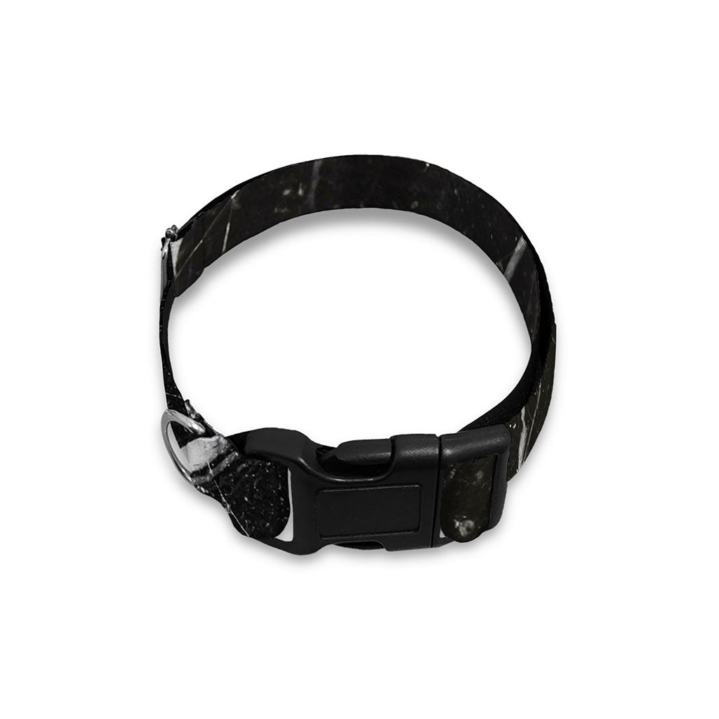 Black White Scratch Marble Print Dog Collar