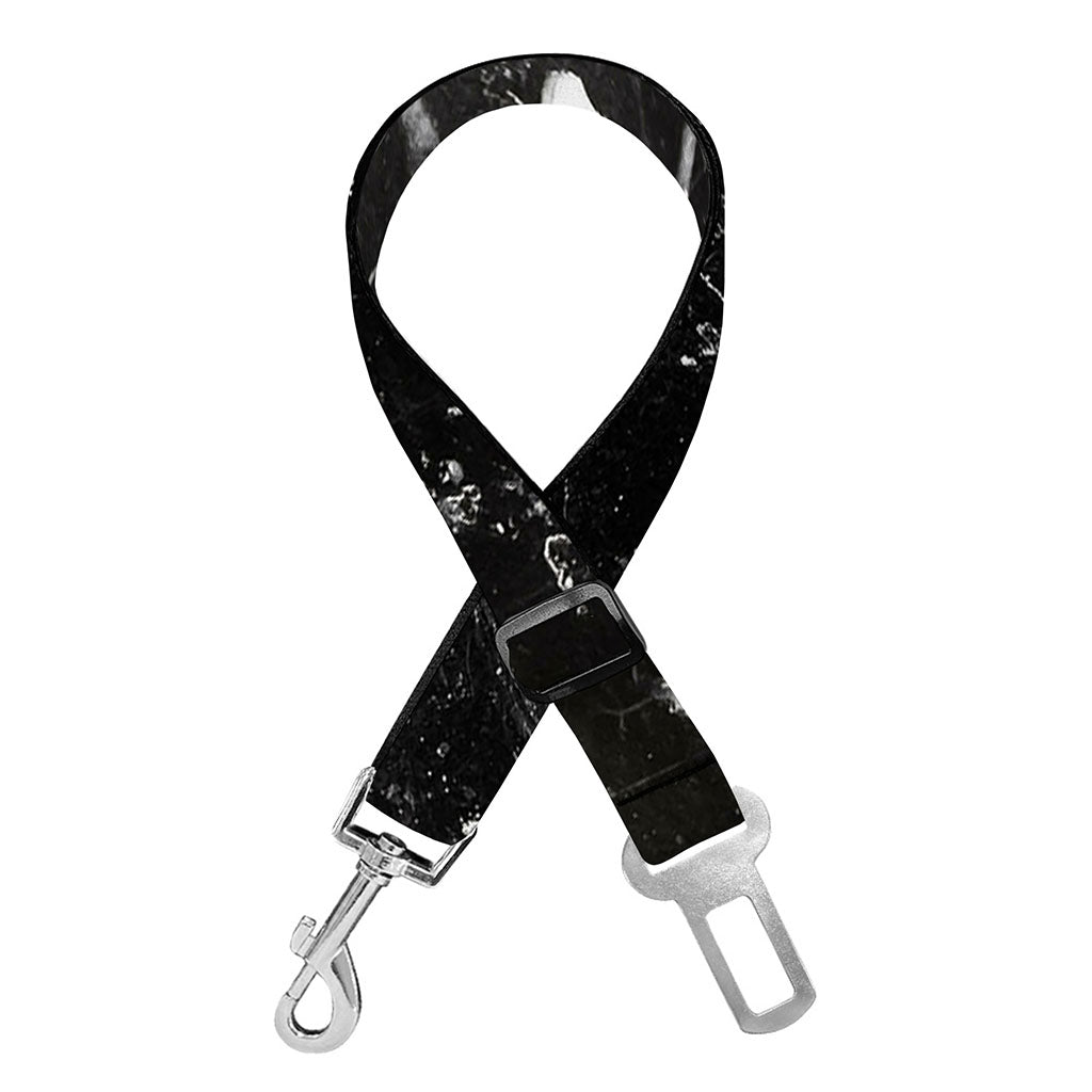 Black White Scratch Marble Print Dog Seat Belt