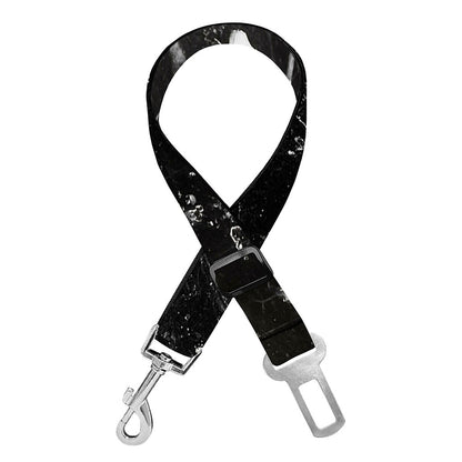 Black White Scratch Marble Print Dog Seat Belt