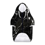 Black White Scratch Marble Print Dog Zip Up Hoodie