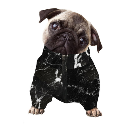 Black White Scratch Marble Print Dog Zip Up Jacket