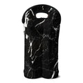 Black White Scratch Marble Print Double Neoprene Wine Tote