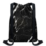 Black White Scratch Marble Print Drawstring Backpack