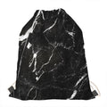 Black White Scratch Marble Print Drawstring Bag