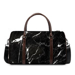 Black White Scratch Marble Print Duffle Bag