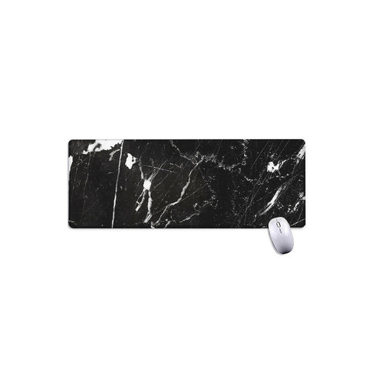 Black White Scratch Marble Print Extended Mouse Pad