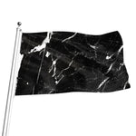 Black White Scratch Marble Print Flag
