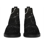 Black White Scratch Marble Print Flat Ankle Boots