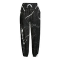 Black White Scratch Marble Print Fleece Lined Knit Pants