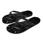 Black White Scratch Marble Print Flip Flops