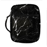 Black White Scratch Marble Print Front Pocket Bible Bag