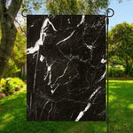Black White Scratch Marble Print Garden Flag