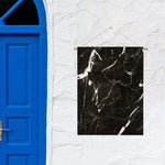 Black White Scratch Marble Print Garden Flag