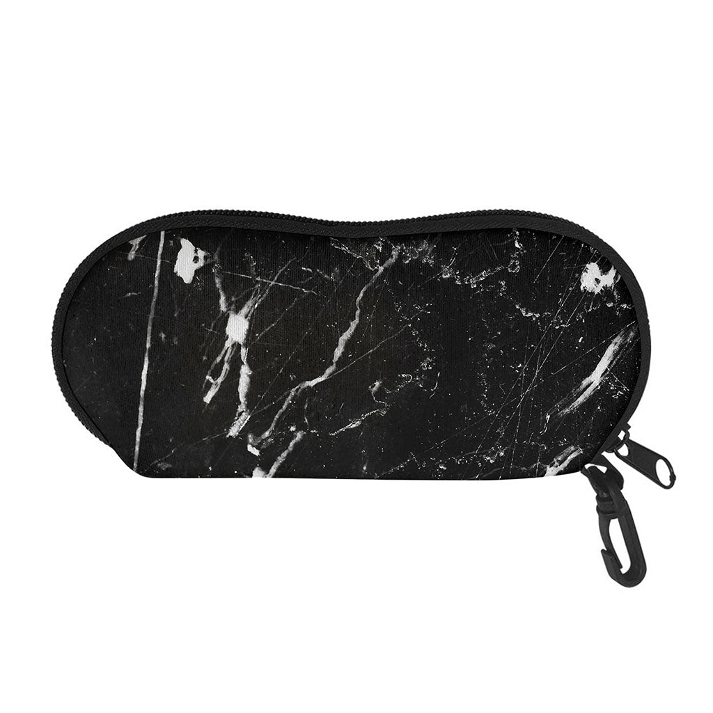Black White Scratch Marble Print Glasses Case
