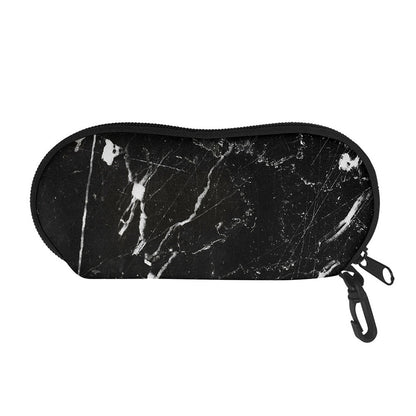 Black White Scratch Marble Print Glasses Case