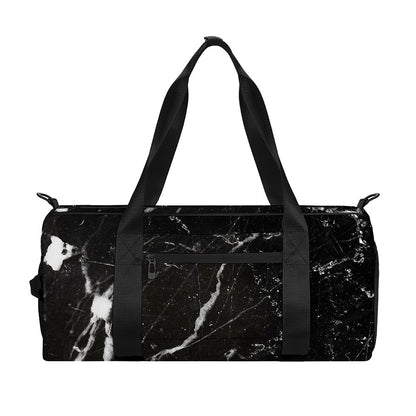 Black White Scratch Marble Print Gym Bag