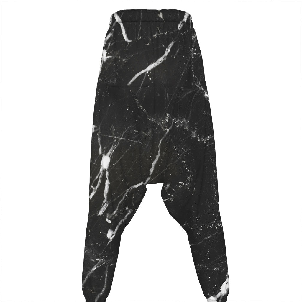 Black White Scratch Marble Print Hammer Pants