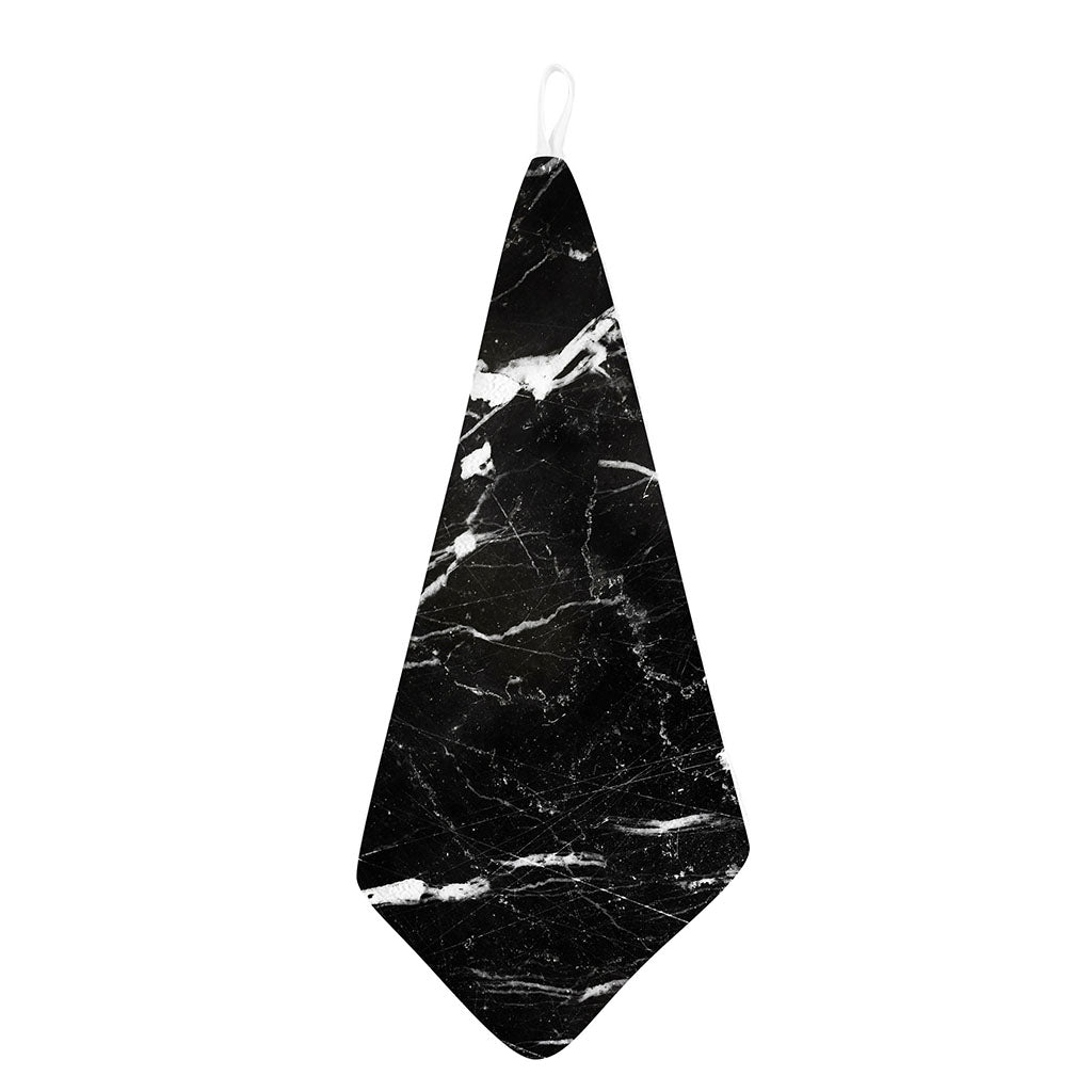Black White Scratch Marble Print Hand Towel