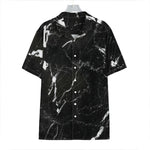 Black White Scratch Marble Print Hawaiian Shirt