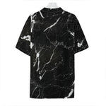 Black White Scratch Marble Print Hawaiian Shirt