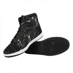 Black White Scratch Marble Print High Top Leather Sneakers