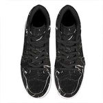 Black White Scratch Marble Print High Top Leather Sneakers