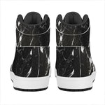 Black White Scratch Marble Print High Top Leather Sneakers