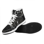 Black White Scratch Marble Print High Top Leather Sneakers