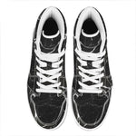 Black White Scratch Marble Print High Top Leather Sneakers