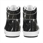 Black White Scratch Marble Print High Top Leather Sneakers