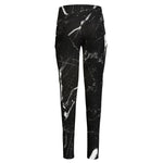 Black White Scratch Marble Print High-Waisted Pocket Leggings