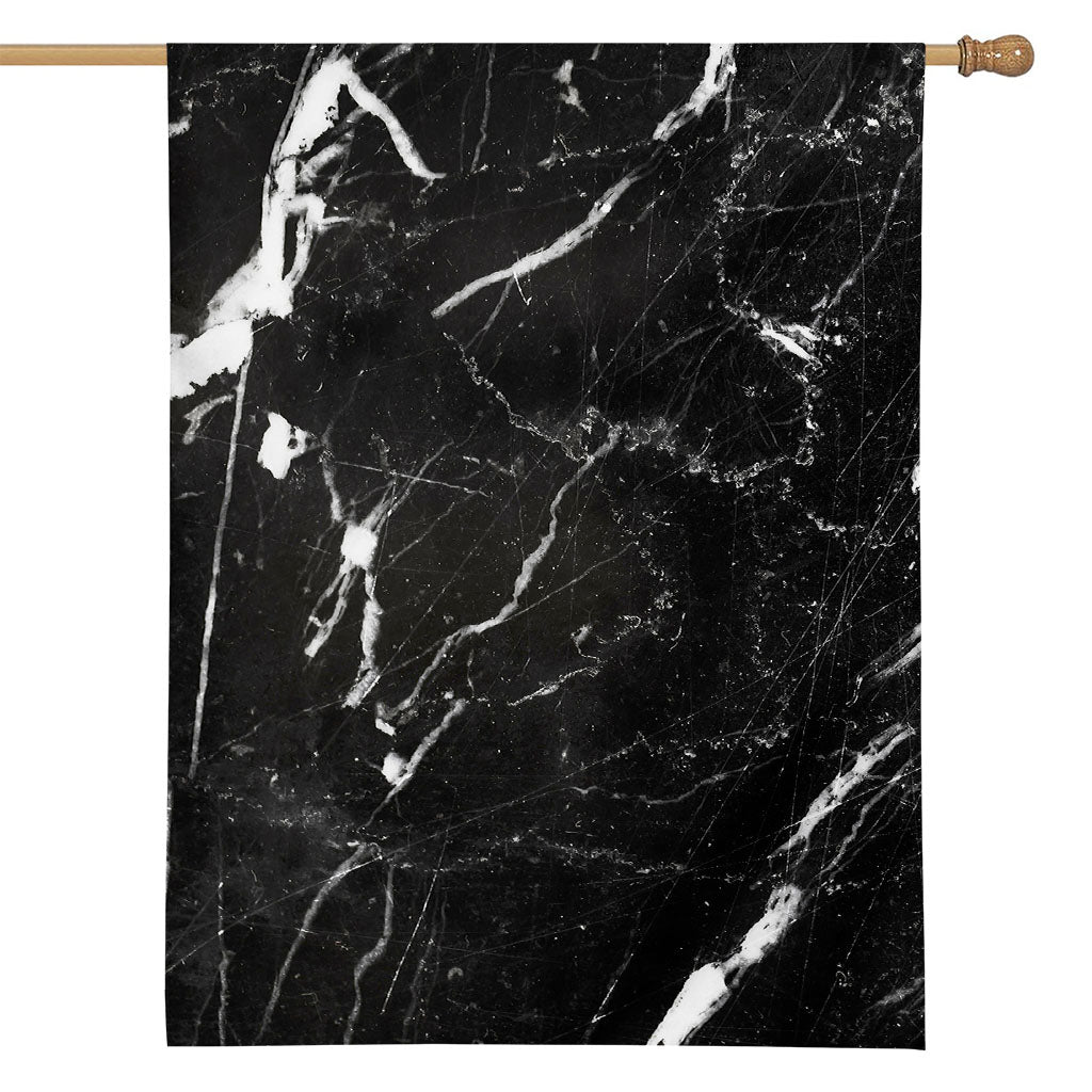 Black White Scratch Marble Print House Flag