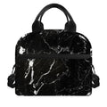 Black White Scratch Marble Print Insulated Lunch Bag