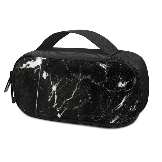 Black White Scratch Marble Print Insulin Cooler Travel Case