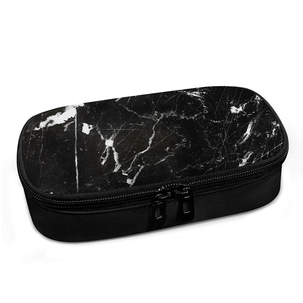 Black White Scratch Marble Print Insulin Cooler Travel Case
