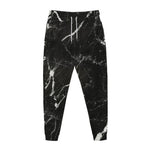 Black White Scratch Marble Print Jogger Pants