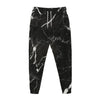 Black White Scratch Marble Print Jogger Pants