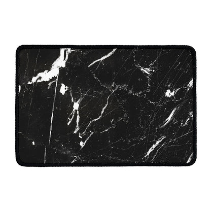 Black White Scratch Marble Print Kitchen Mat